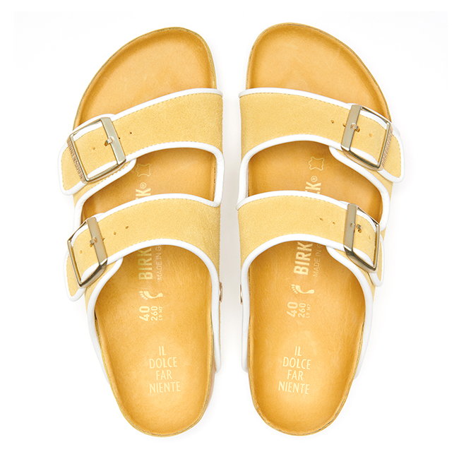 mustard yellow birkenstocks