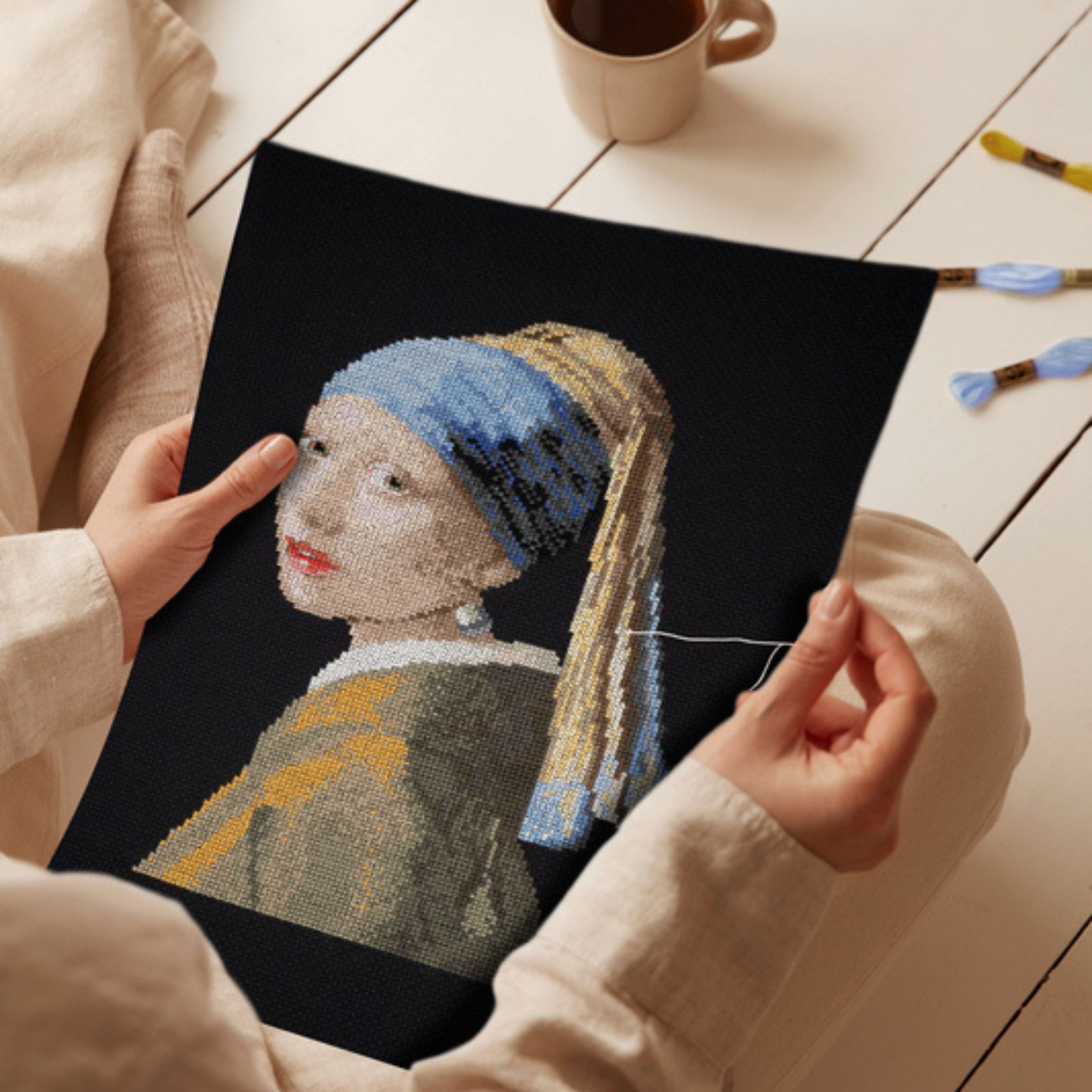 フェルメール『真珠の耳飾りの少女』をクロスステッチで作ろう！ 名画の刺繍キットを新しい趣味に。