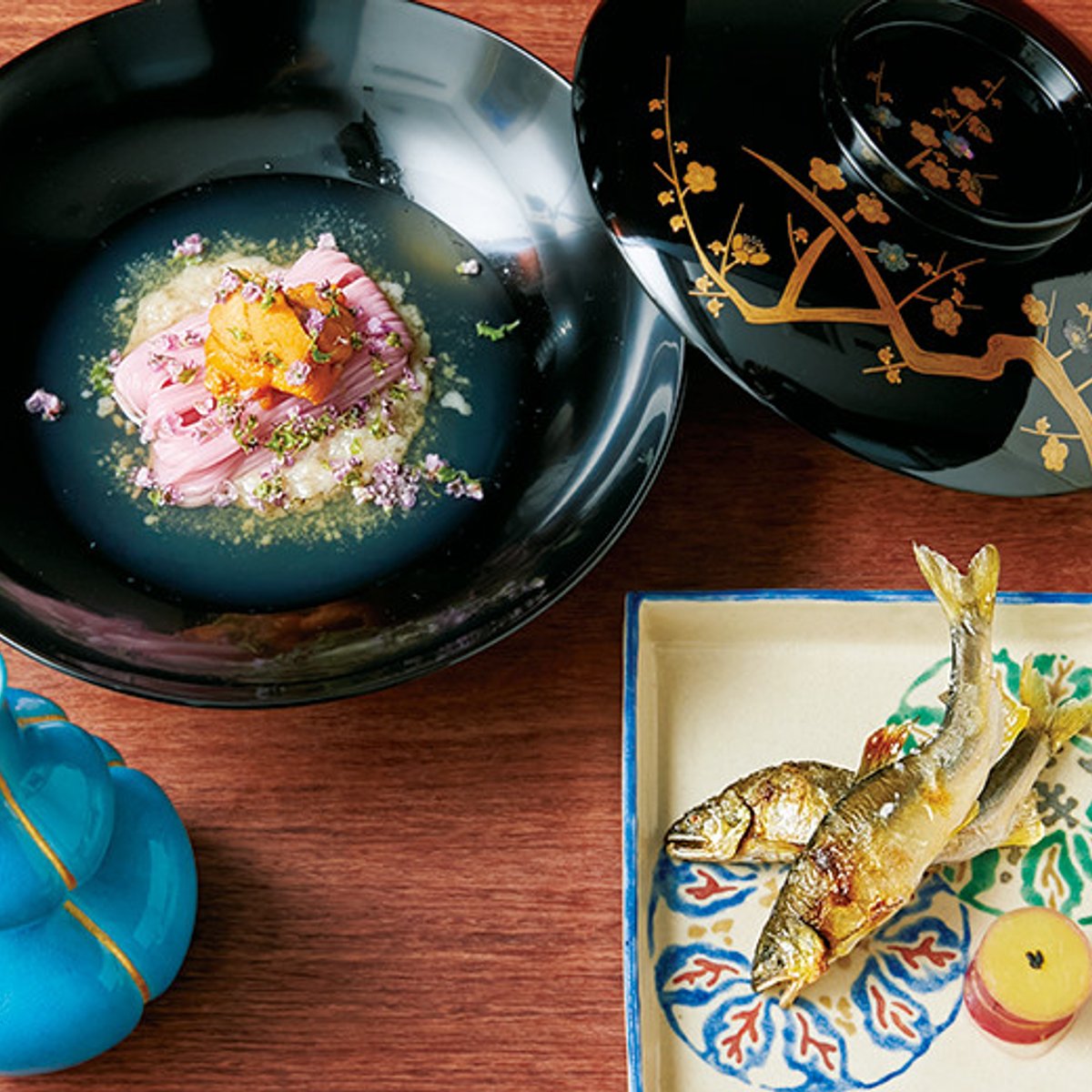 名物メニュー「いちご素麺」は、本格和食コースで。