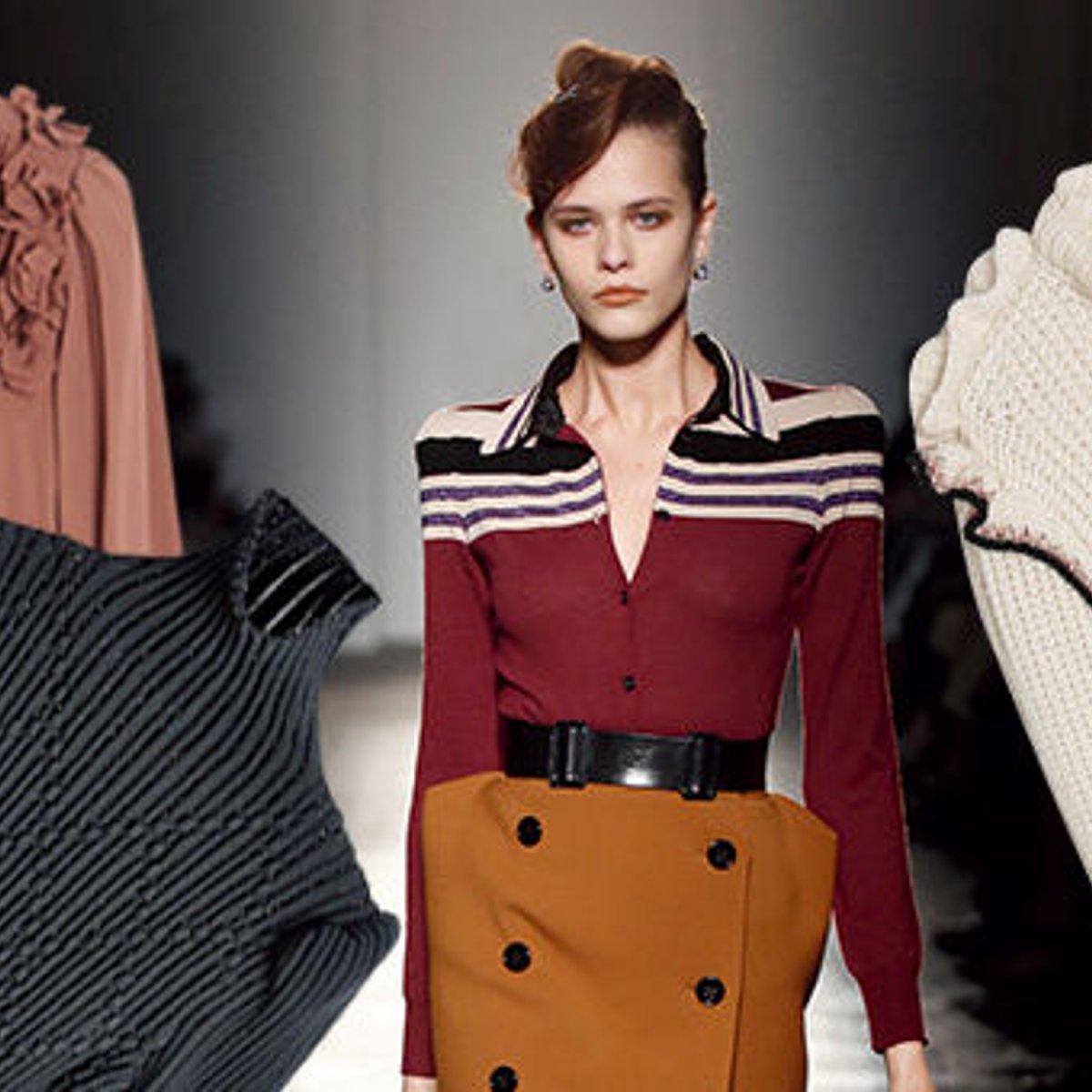 モードな緊張感のある、パワーショルダーを主役に。