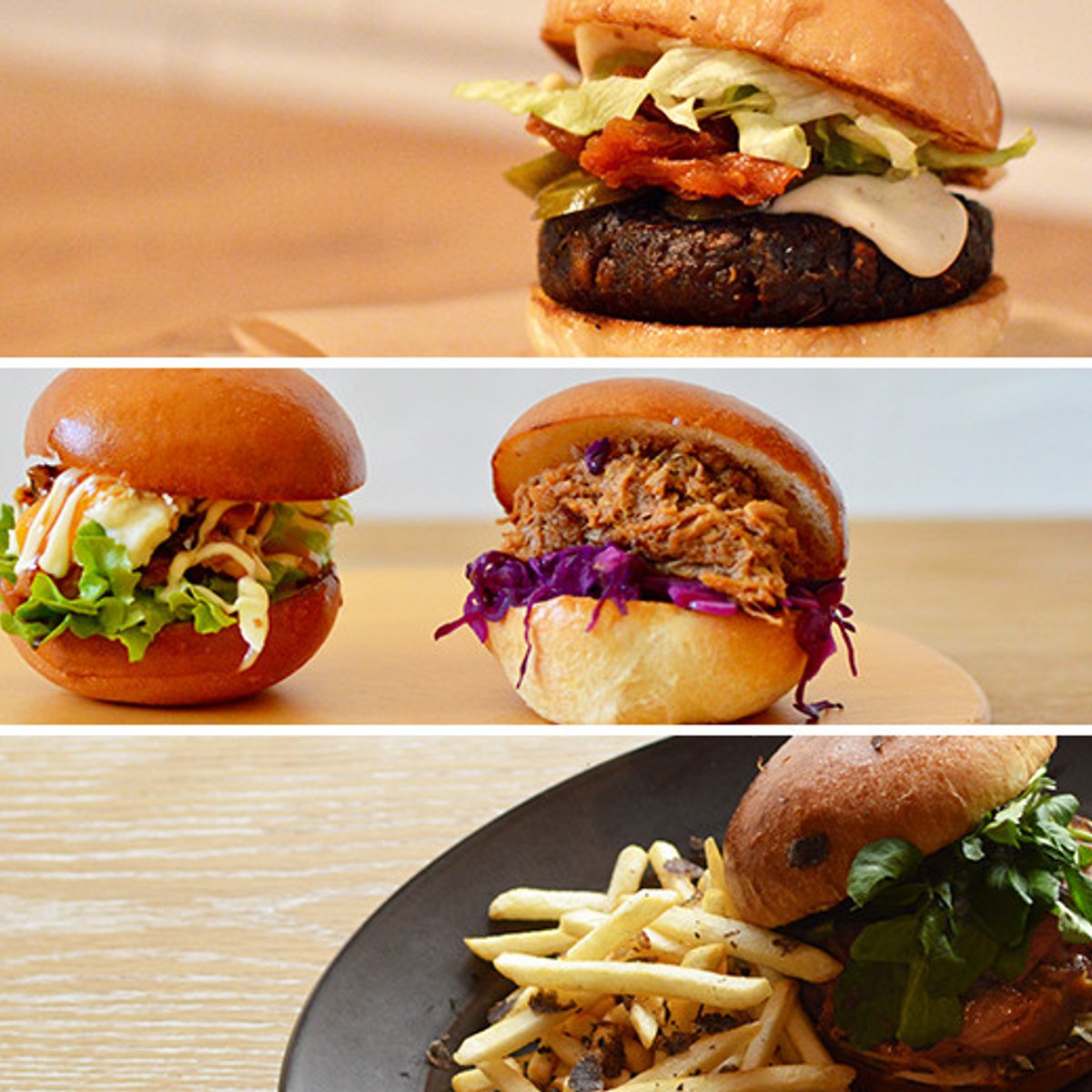 グルメも大満足、最新ごちそうハンバーガー。
