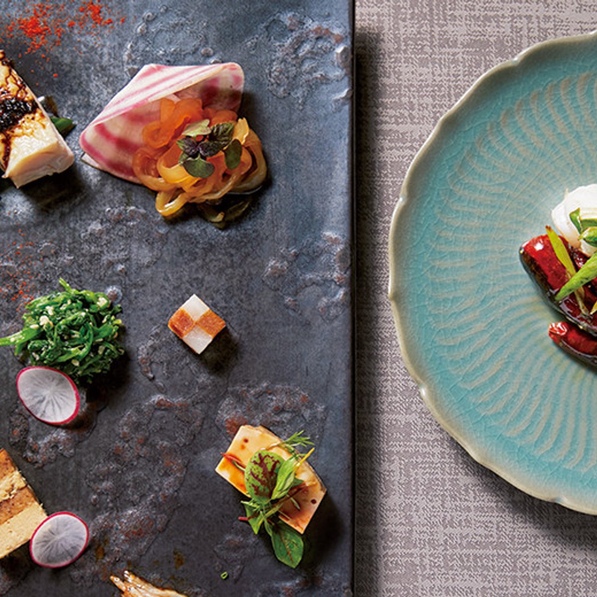 日本の食材と中華の手法を融合させる、多彩なアプローチ。