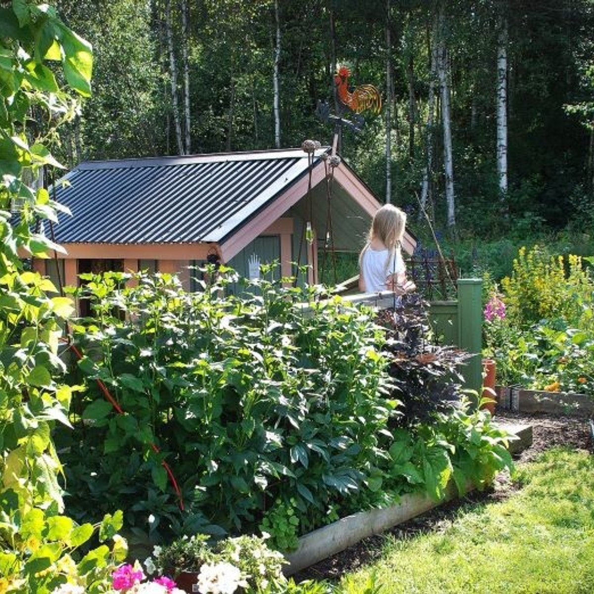 おとぎの国？ スウェーデンの小さな庭と小さな小屋。