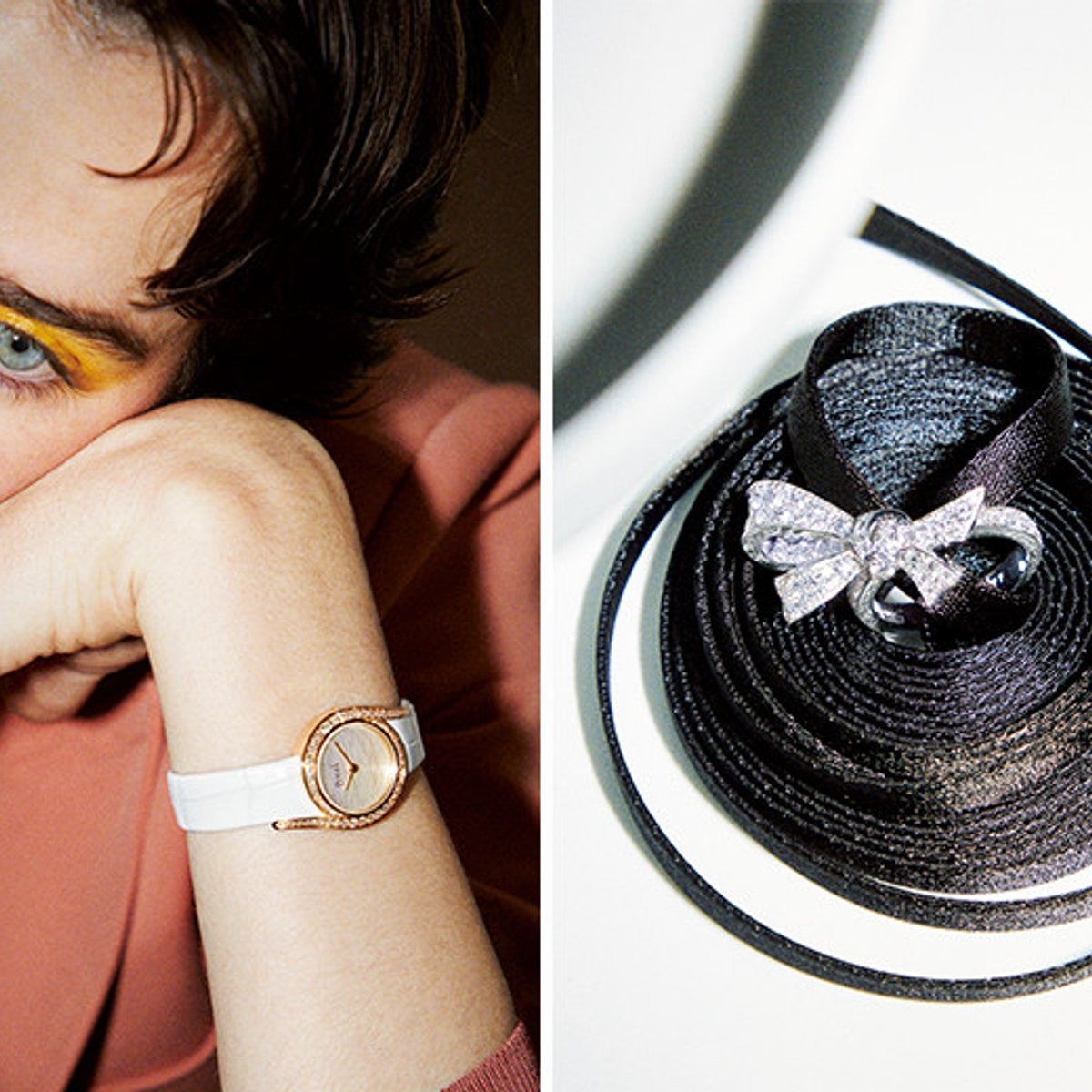 花やリボン、愛らしい輝きを放つ時計とジュエリー。