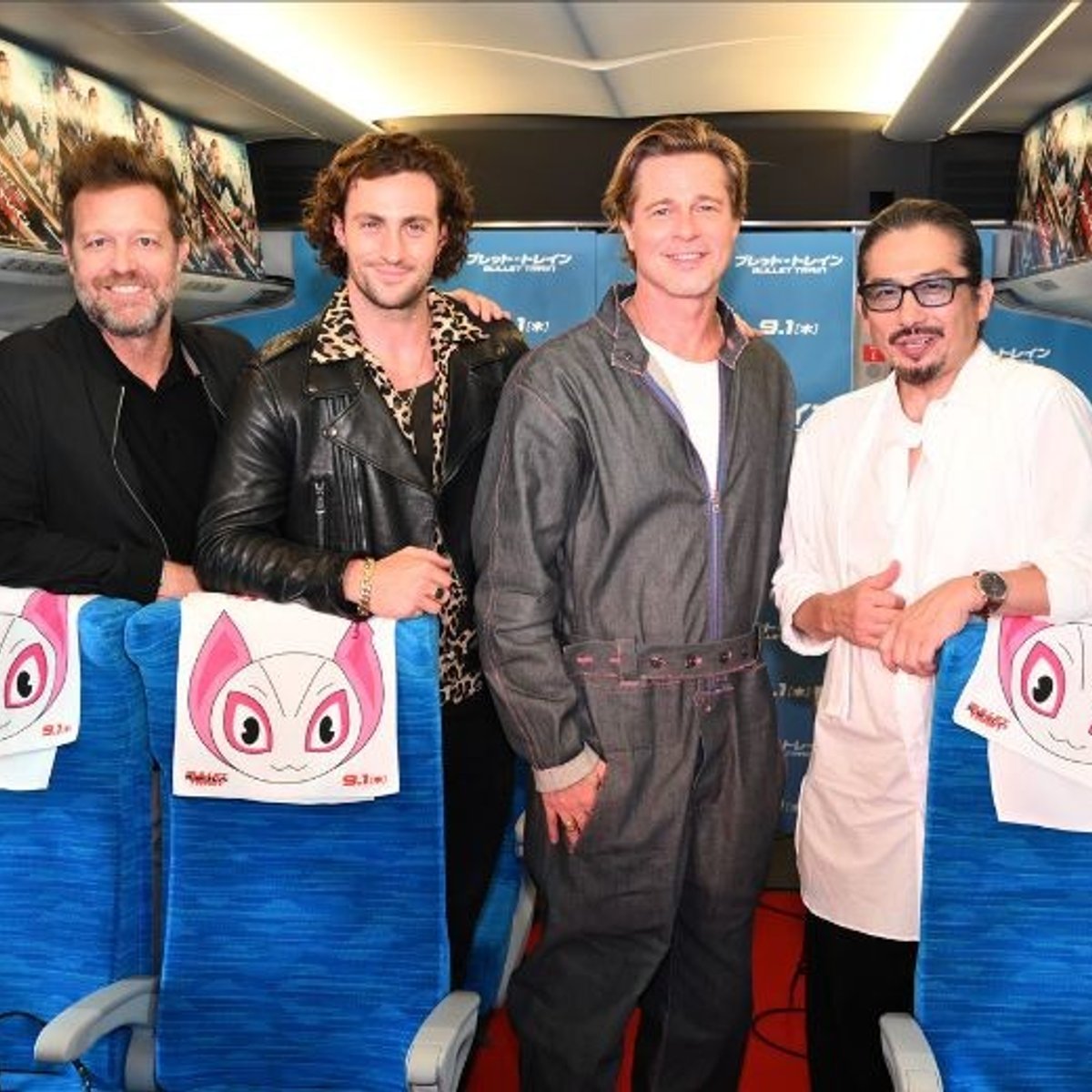 ブラッド・ピット来日！ 史上初⁉ 新幹線内の”動くレッドカーペット”で記者会見。