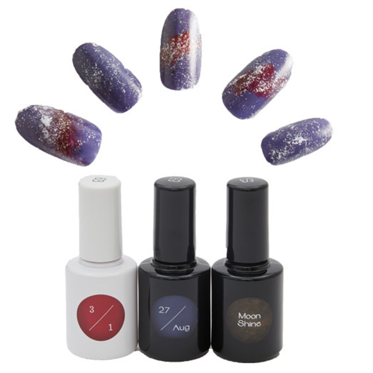 衛星写真をヒントに、ムーンスタディのネイルアート。