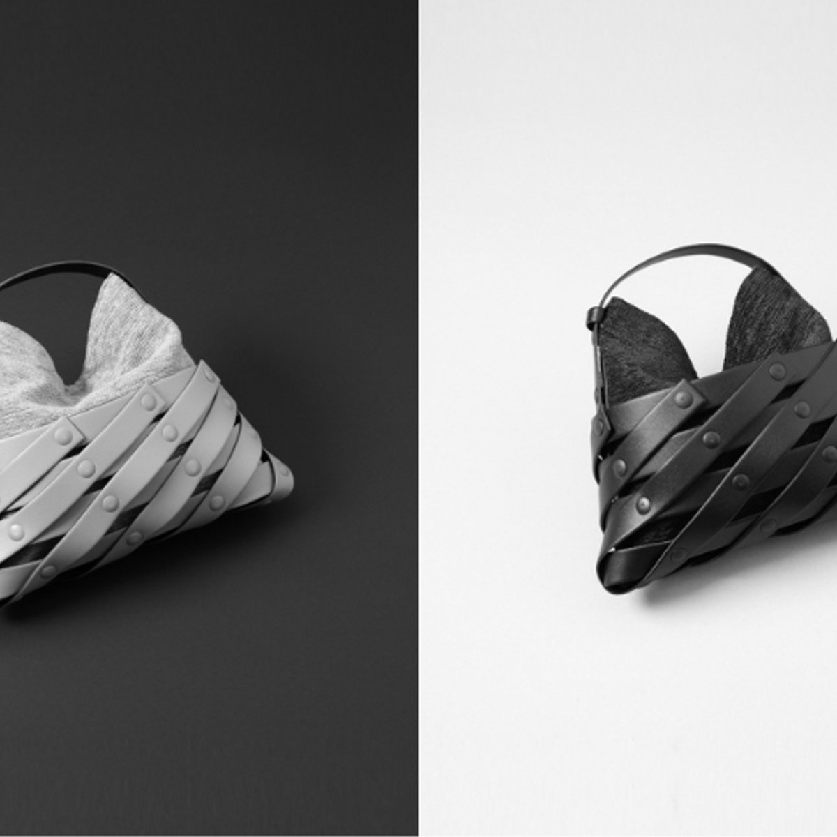 【美品】  ISSEY MIYAKE / イッセイミヤケ | SPIRAL GRID スパイラル グリッド 2way ショルダーバッグ | ブラック/グレー | レディース イッセイ ミヤケ新作“螺旋に折りたためる”格子状バッグ「スパイラル