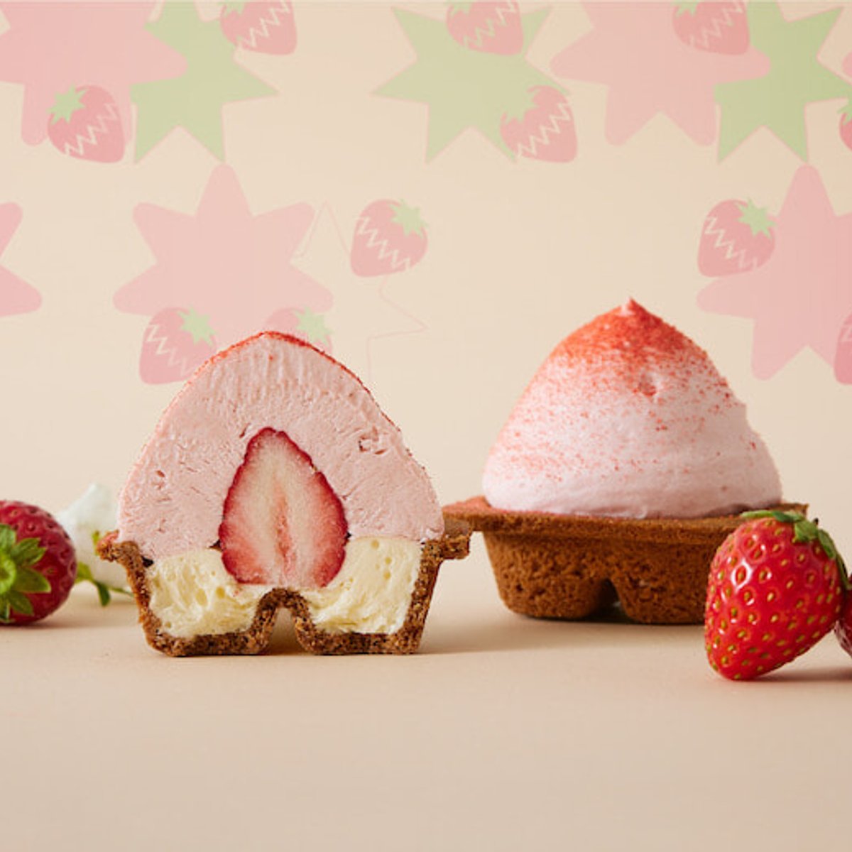 春の訪れを感じるイチゴの新食感チーズケーキ。
