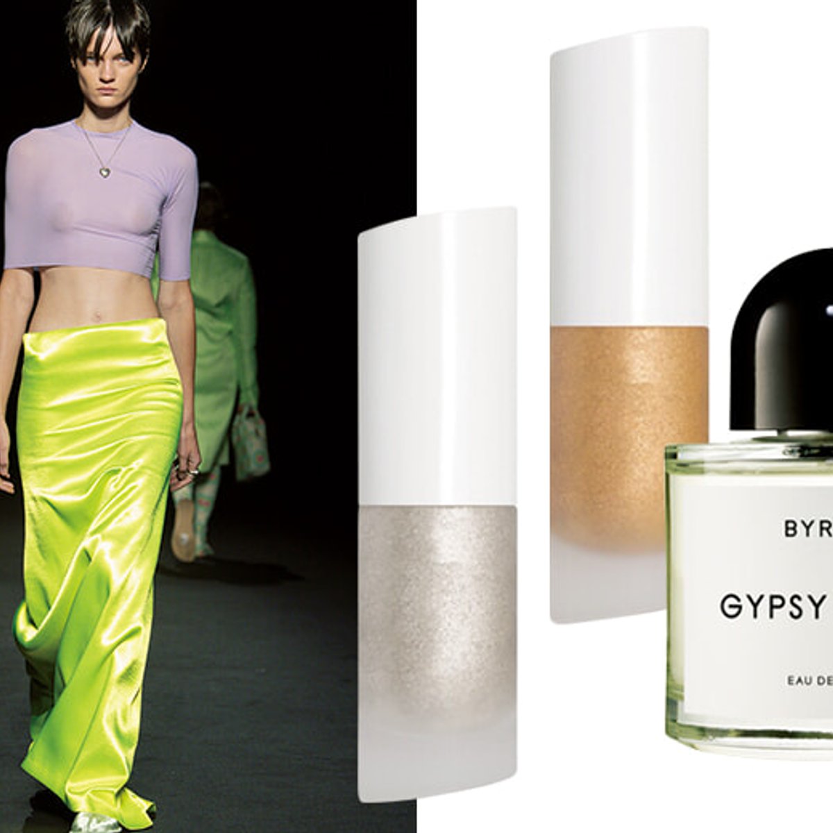 太田莉菜は、今季気になるイエローやモーヴを効かせて。