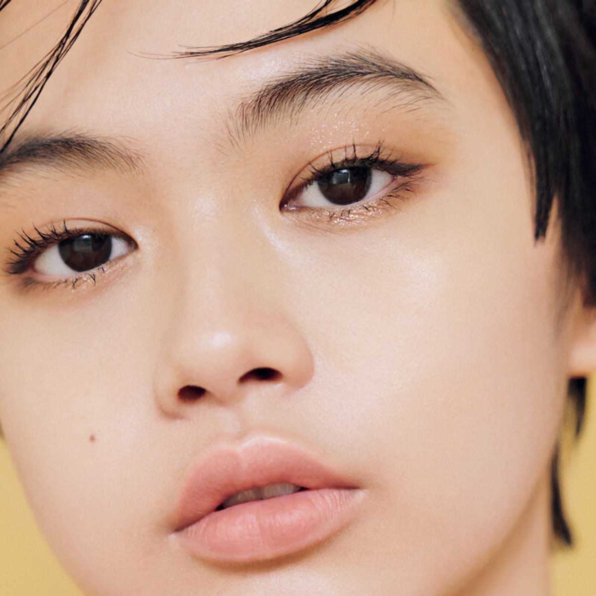 ニュートロ メイクのための陰影づくりとソフトな色。