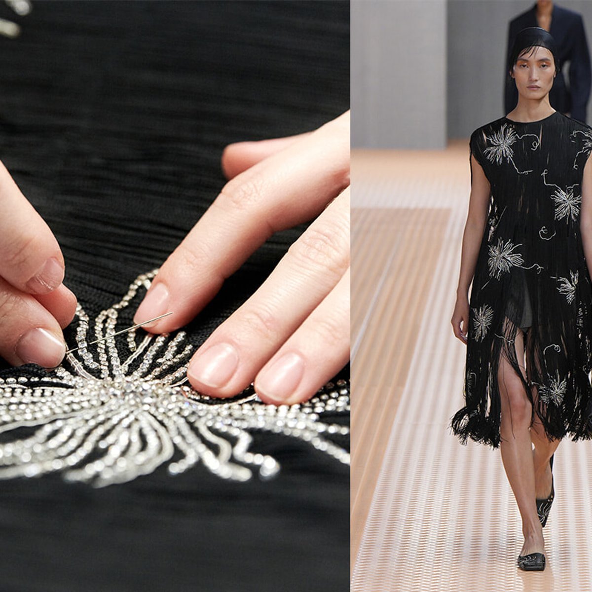 フリンジと刺繍に宿る、プラダの美しき手仕事。