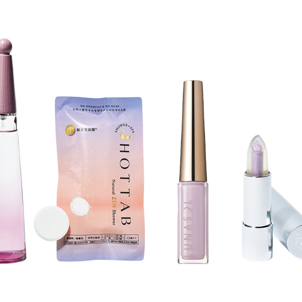 みずみずしい透明感が続く色、パープルに注目。