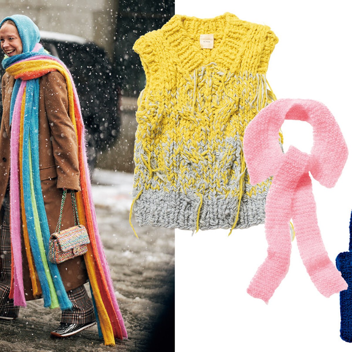 ポジティブな印象を高めてくれるビビッドカラーのニット。【冬の三種の神器その6】