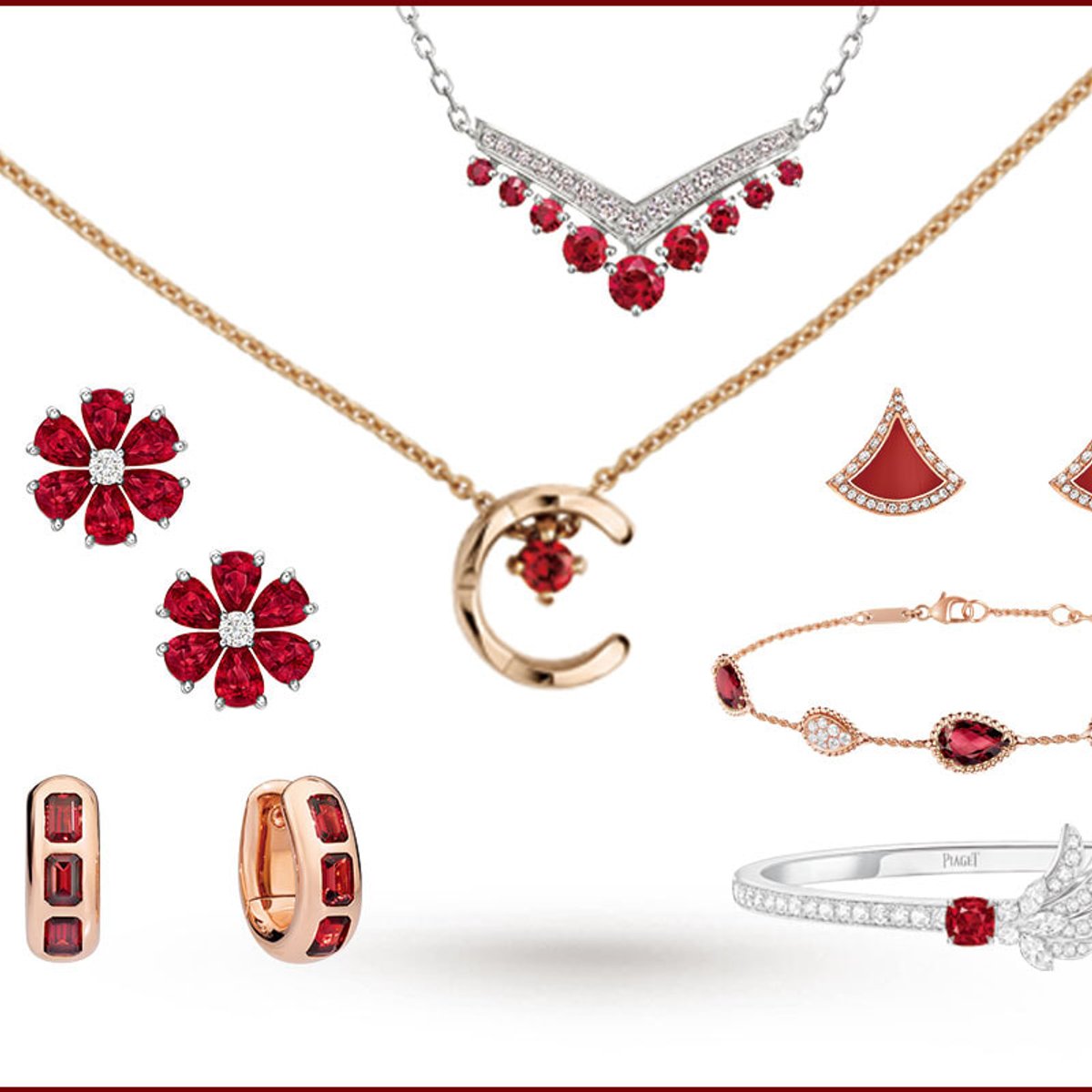 春のモードに映える、赤いジュエリーを差し色に！