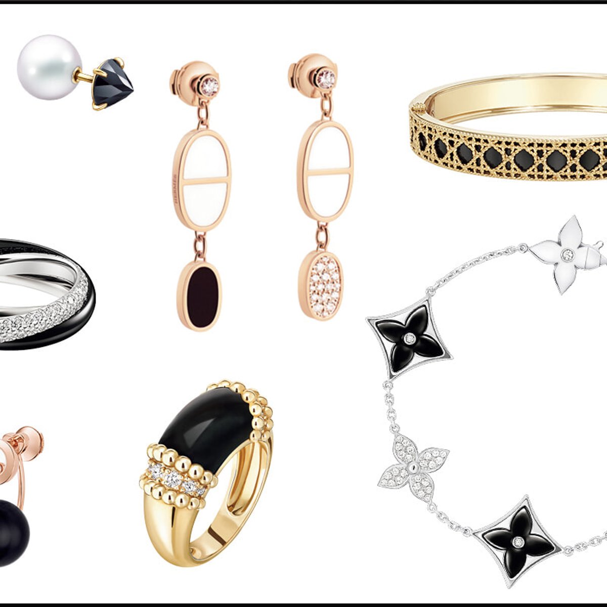 春の装いにエッジを効かせる、ブラックジュエリー。