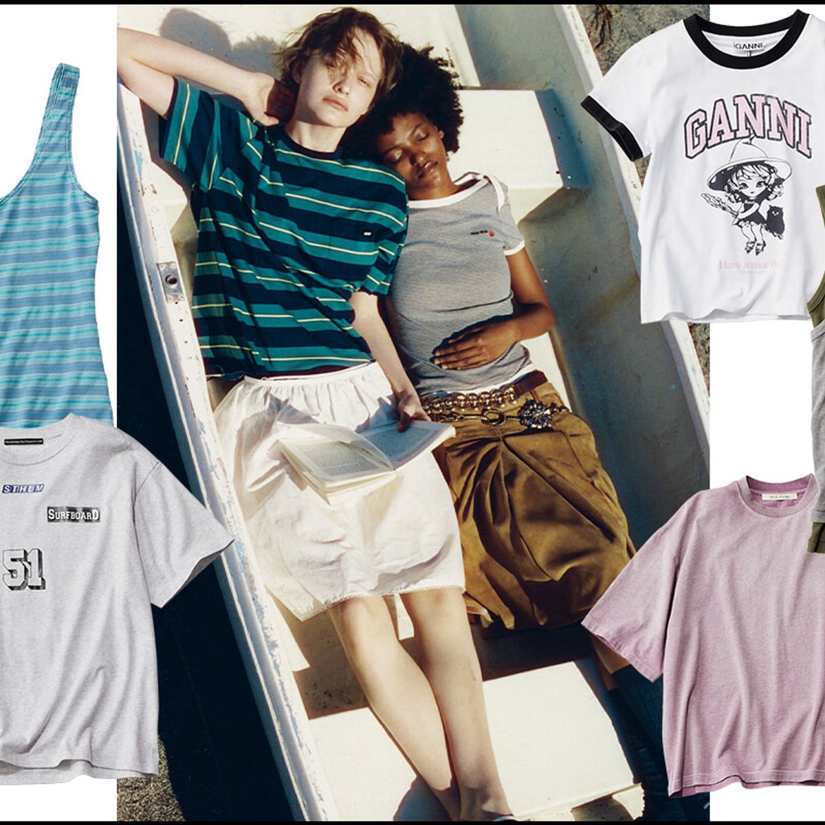 リンガーTシャツやボーダー柄、この夏のTシャツ選びの鍵は90年代ムード。