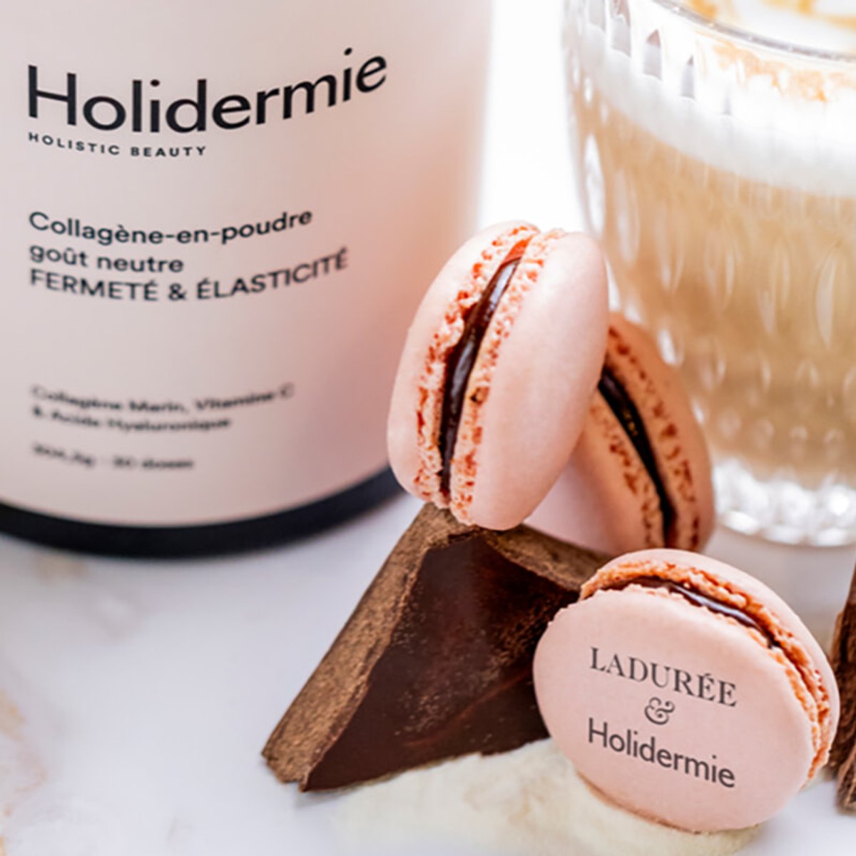 ラデュレ×ホリデルミー、コラーゲン配合マカロンでおいしいビューティータイム。