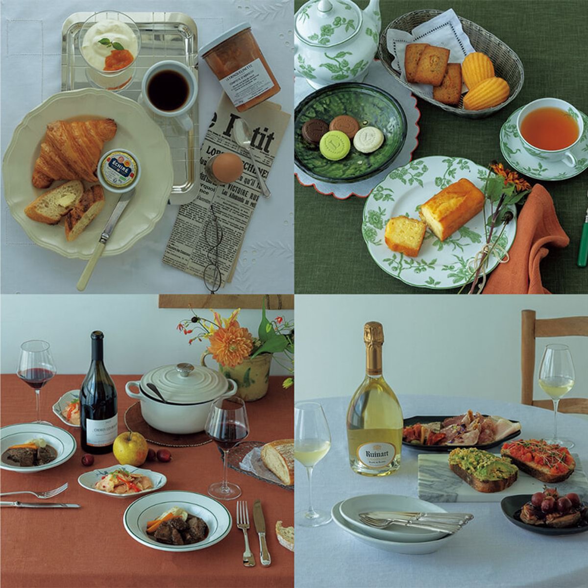 食卓をパリ風に！ 朝から夜まで、4つのシーンをフレンチシックに彩るアイデア。