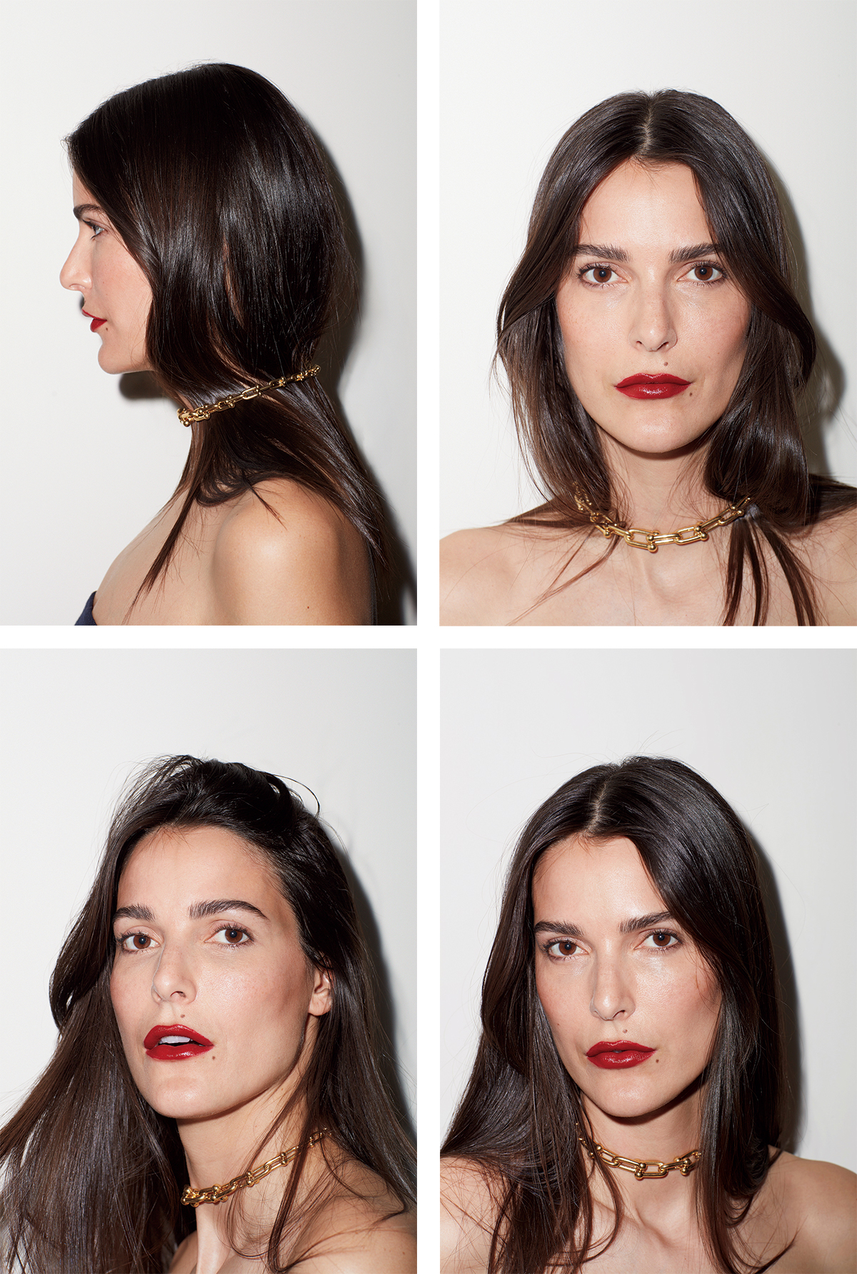 パリジェンヌがナチュラルなヘアスタイルと赤いリップをつけている
