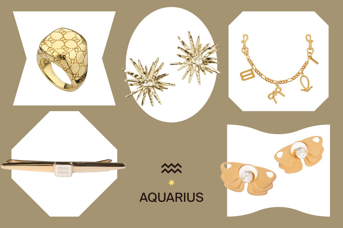 【ドバイ】 24K ゴールドフォイル　星座 水瓶座/Aquarius 4月のみずがめ座はゴールドを選ぶが吉。人気メゾンのアクセサリーで