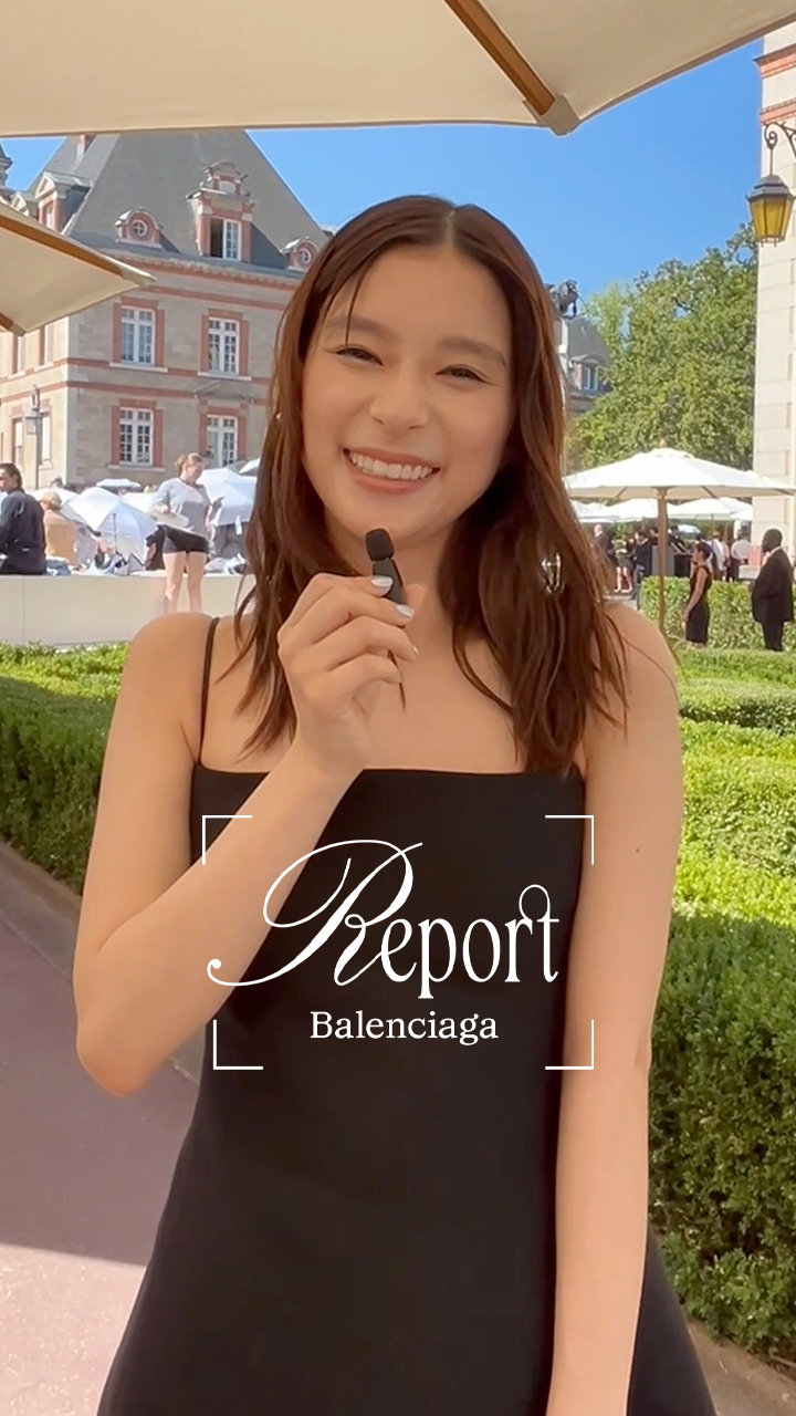 芳根京子がバレンシアガを纏い、パリのショー会場へ。