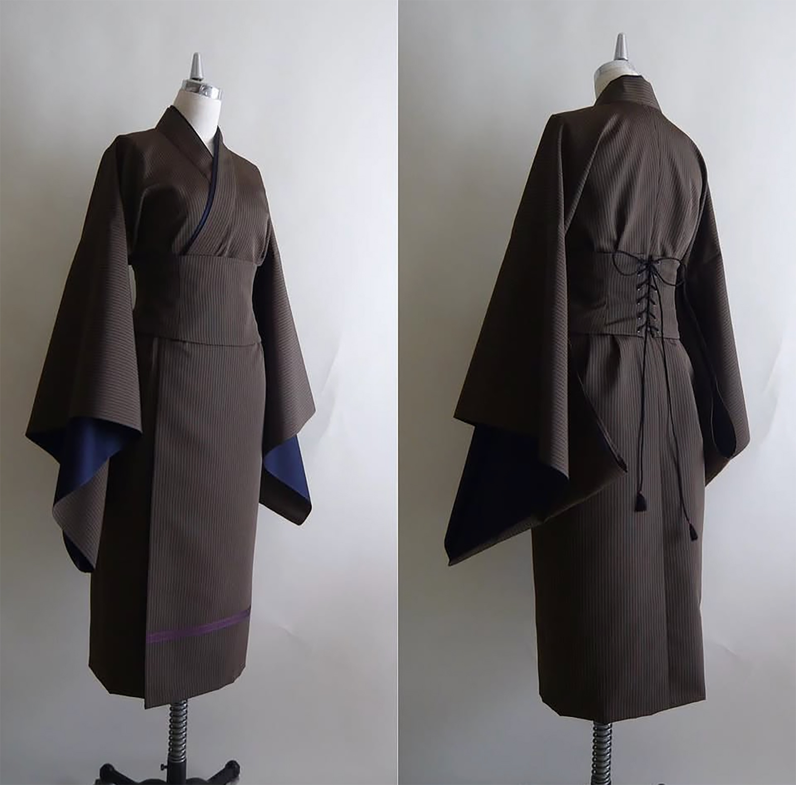 Couturière Ciharuで仕立てた着物ドレスの前面と背面姿
