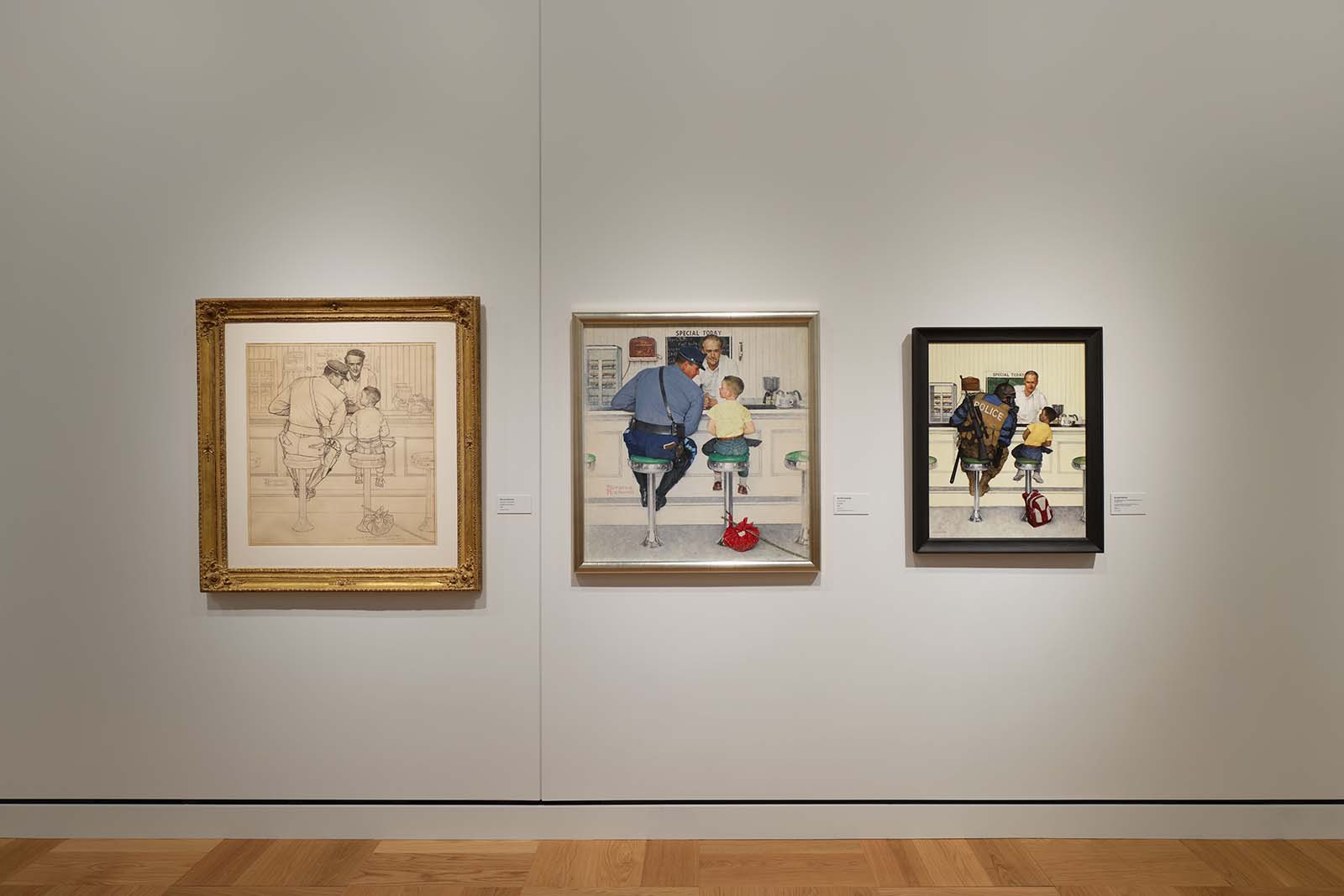 260925-lucas-museum-30 | madameFIGARO.jp(フィガロジャポン) 額装されて並ぶ、ノーマン・ロックウェルの絵画3点