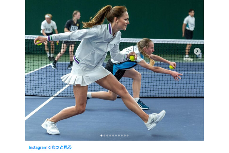 フェデラーと試合したキャサリン皇太子妃、ヴィンテージ風のテニス