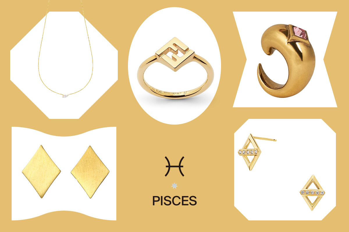 煌めくゴールドはひし形をチョイス！ うお座に贈るラッキーアイテム。【星座別ラッキーモチーフ占い】