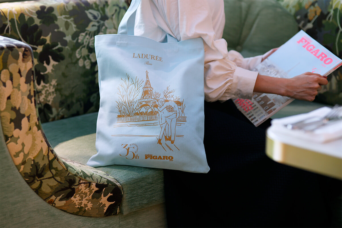 アフタヌーンティー、マカロンボックス、トートバッグが限定登場！ ラデュレとフィガロのコラボレーション。