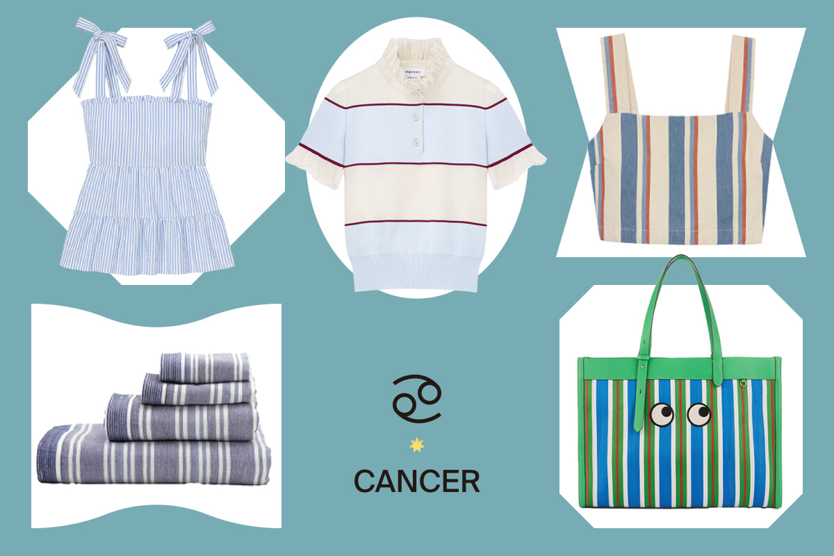 涼やかな寒色ストライプが吉！ かに座に贈るラッキーアイテム。【星座別ラッキーモチーフ占い】