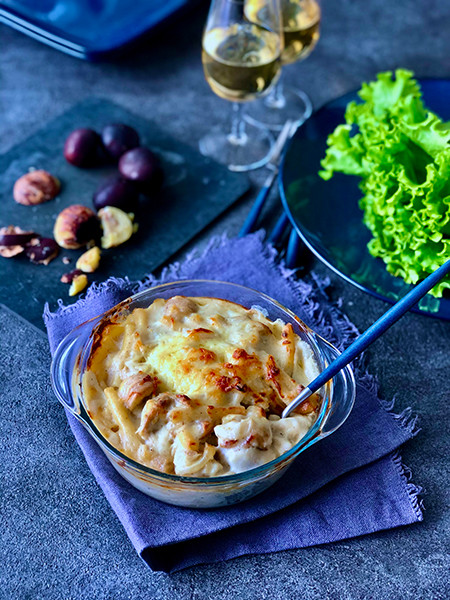 栗のマカロニグラタンで、秋の味覚を堪能。